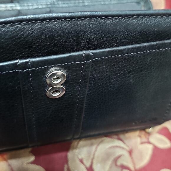 Fossil Vintage Black Zip Around Leather Wallet And Leather Checkbook Insert - Picture 10 of 11